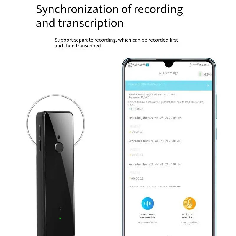 

V80 Smart Voice Recorder AI Smart Recording Pen with Simultaneous Interpretation Translation Recording To Text Offline Recording