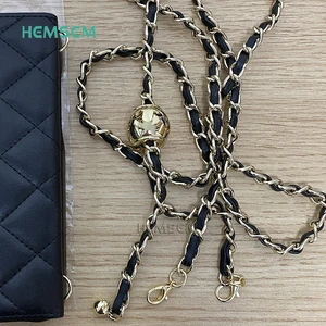 hemsem luxury brand gold ball chain metal chain leather braided shoulder strap for crossbody mini bag phone case cover accessory free global shipping
