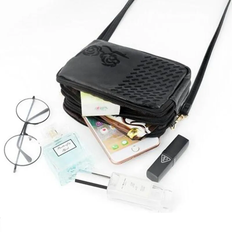 

Multifunction Women Embroidery Flower Handbag Lady Crossbody Shoulder Bags for Female Mother Small Multi-zipper Messenger Bags