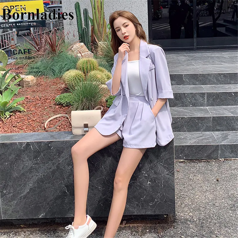 Bornladies OL фиолетовая тонкая летняя уличная одежда шикарные Элегантные Короткие