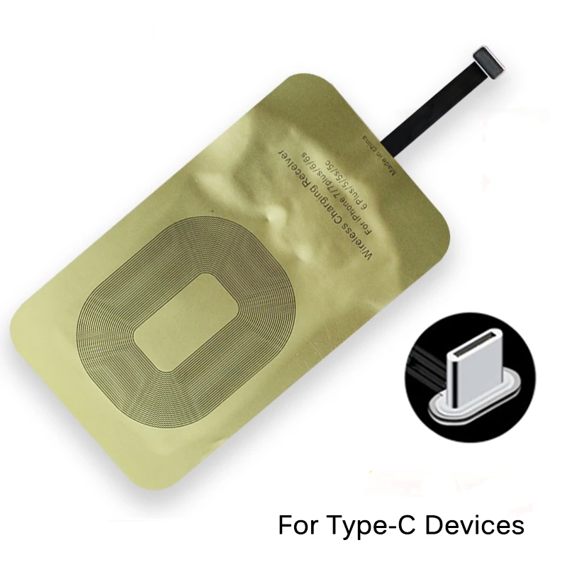 Type-C Qi беспроводной зарядный приемник для iPhone 7 6s Plus 5s Micro usb type C универсальное Быстрое беспроводное зарядное устройство для samsung huawei Xiaomi - Тип штекера: Type-C