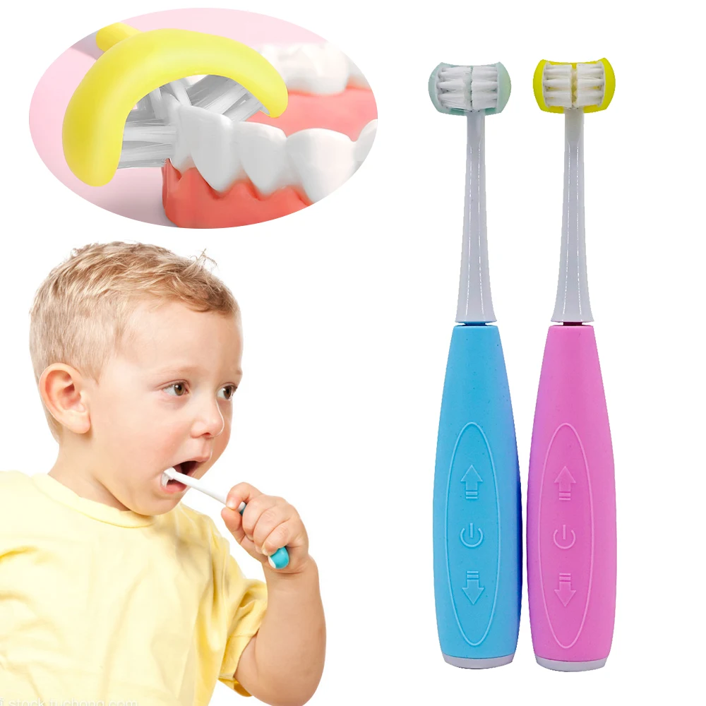 

Детская звуковая электрическая зубная щетка со встроенным аккумулятором, звуковая детская зубная щетка с умным таймером, сменные насадки д...