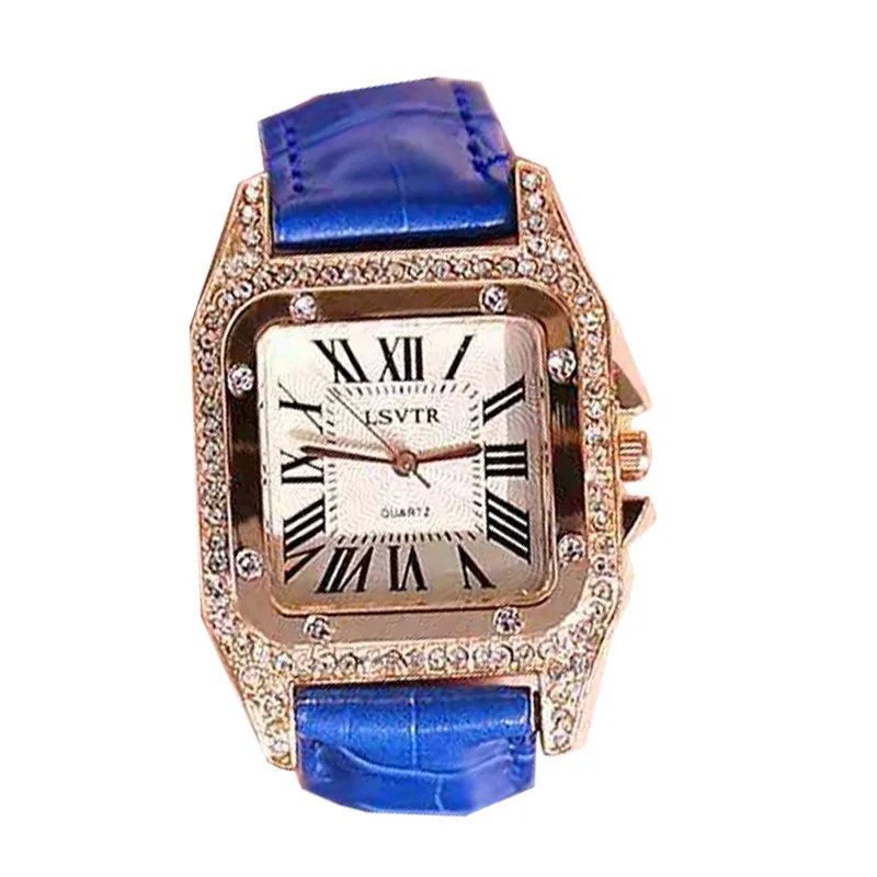 

[Factory Direct Selling] Cross-border Fashion Women's Diamond Fashion Watch Starlit Square Student Watch