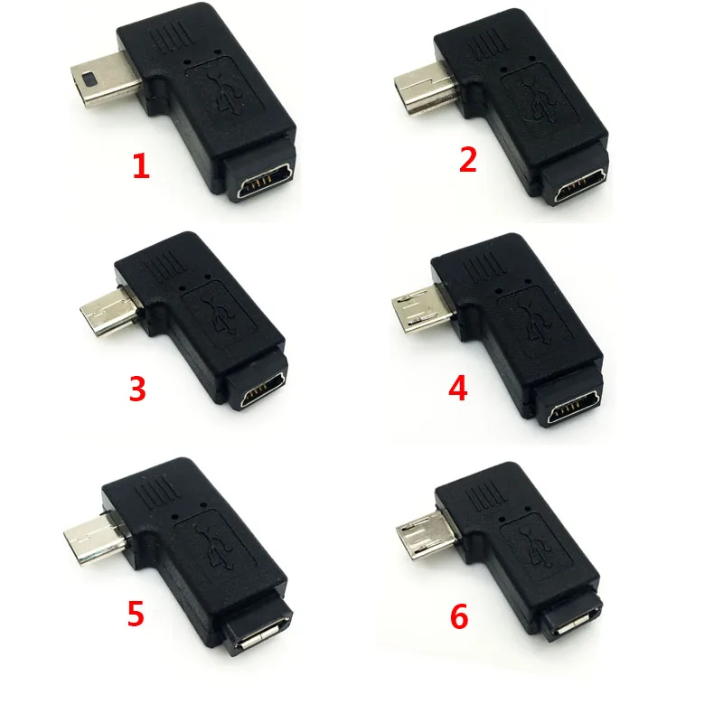 Мини USB Type A штекер к Micro B гнездо 90 градусов правый/левый угол адаптер Бесплатная