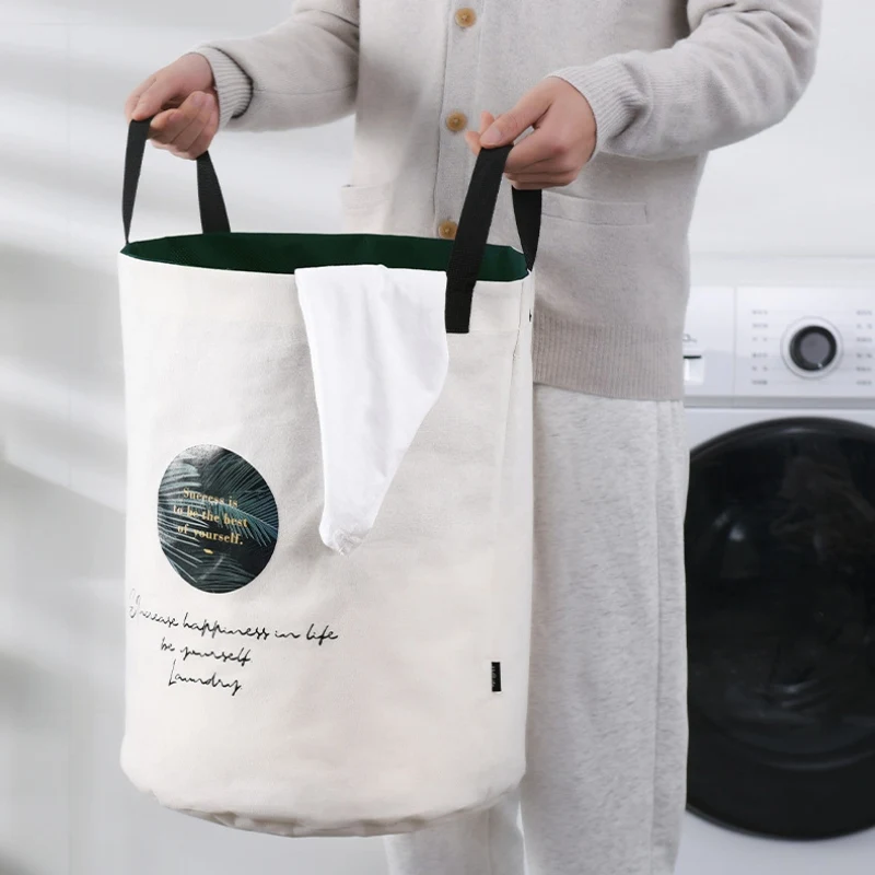 

Складная корзина для белья из хлопка и льна