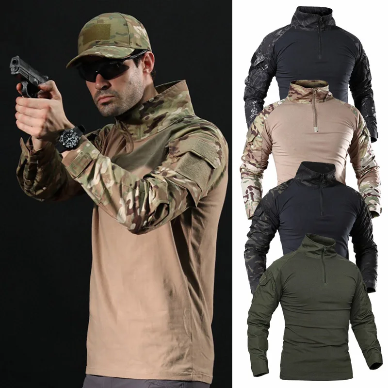 Наружная тактическая футболка мужская армейская рубашка страйкбол Пейнтбол