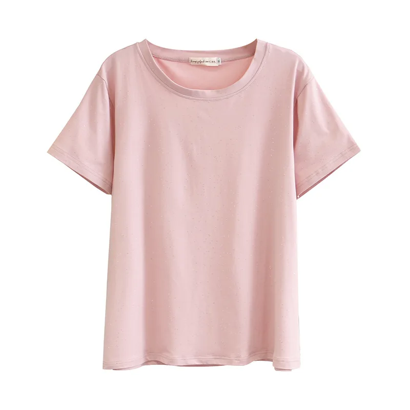 Женская летняя футболка с коротким рукавом Fil Lumiere Повседневная размера плюс