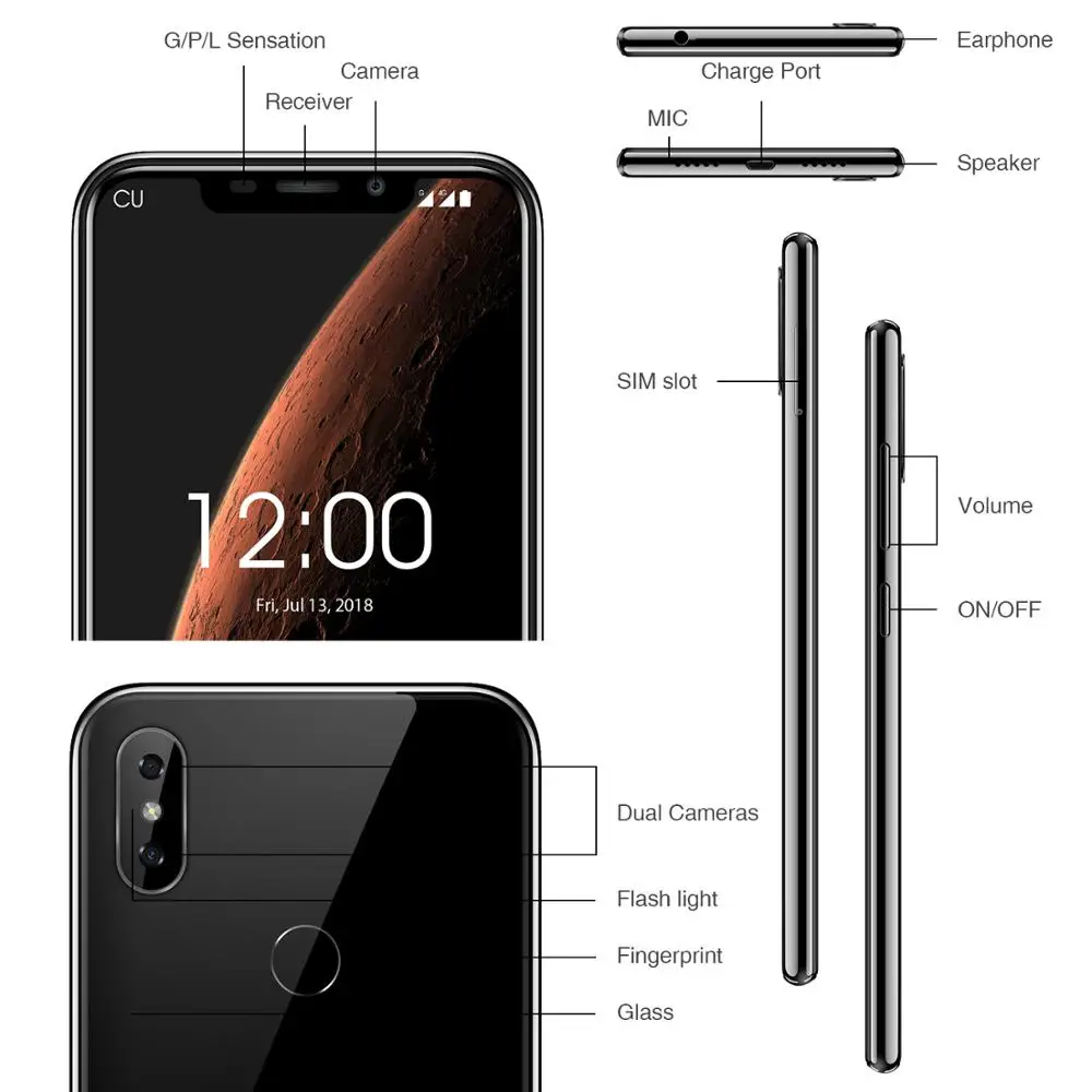 OUKITEL C13 Pro смартфон с 5 дюймовым дисплеем четырёхъядерным процессором MT6739 ОЗУ 2 Гб