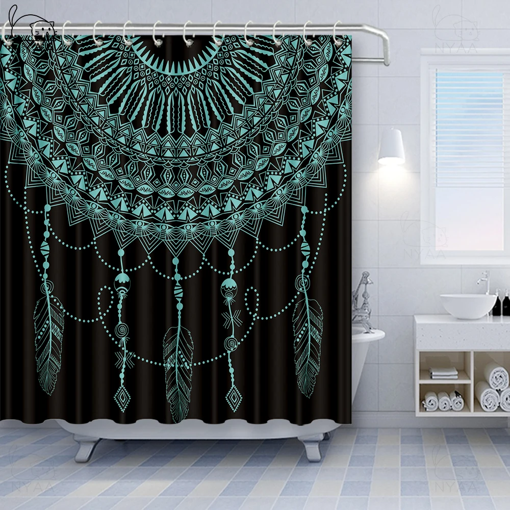 Vixm хна занавески для душа дамаста Вдохновленный границы дизайн фольклорные Mehendi