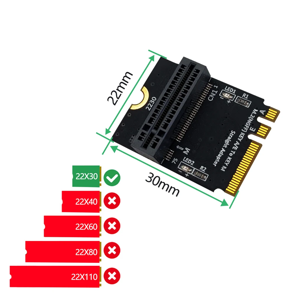 M.2 NGFF NVMe ключ A/E к ключу M SSD адаптер пластина конвертер светодиодный светодиодным