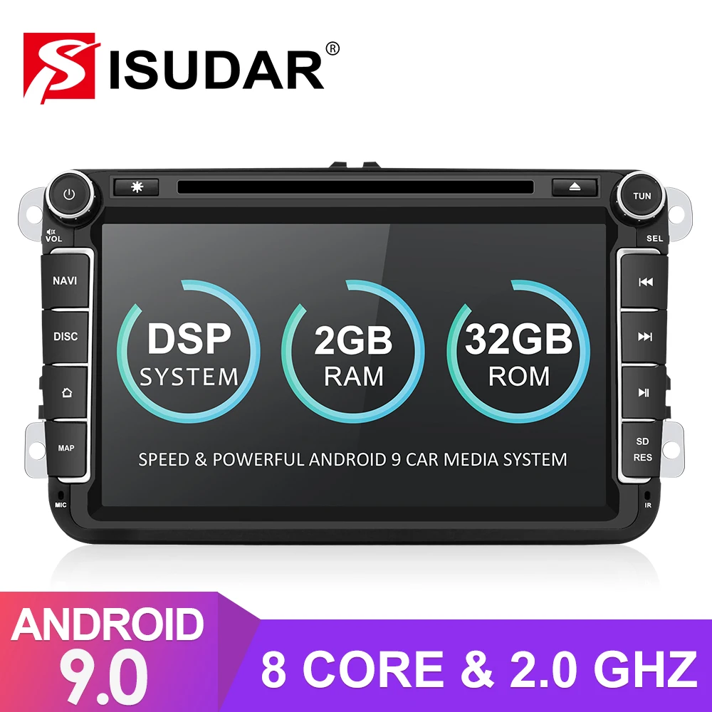Isudar 2 Din Авто Радио Android 9 для VW/Golf/Tiguan/Skoda/Fabia/Rapid/Seat/Leon автомобильный мультимидийный