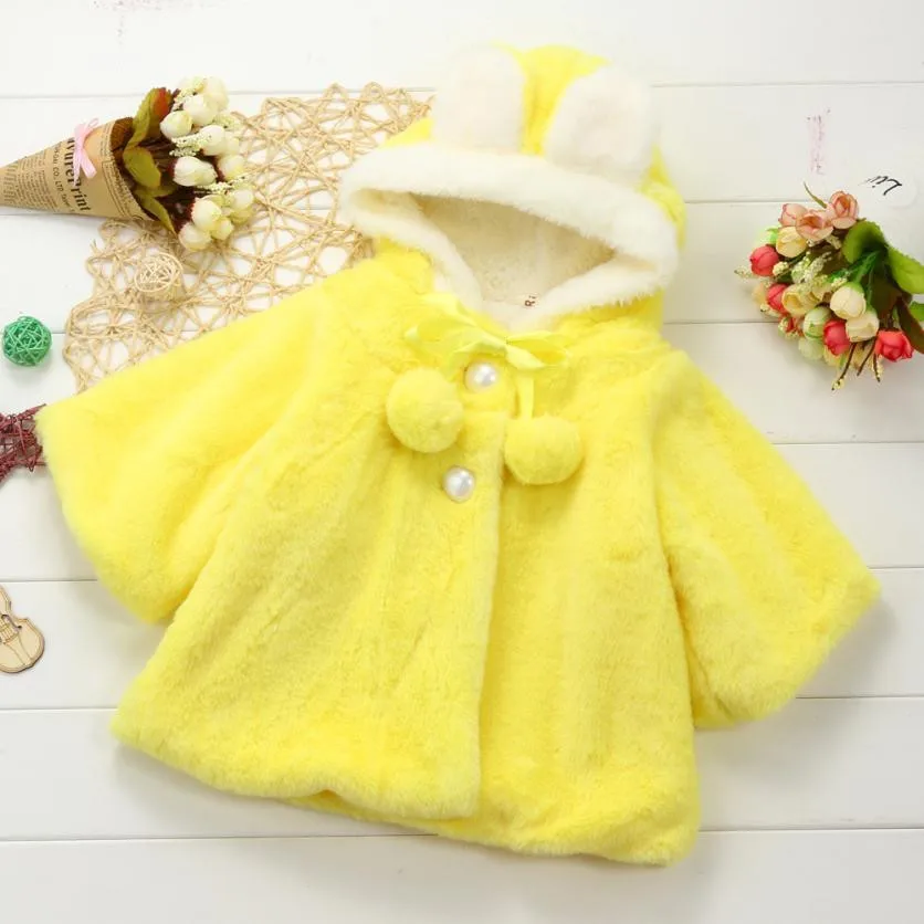 Autumn Winter Baby Infant Girls Hooded Coat Cloak Jacket Thick Warm Clothes Soft Hand Feeling Cute Outerwear | Детская одежда и