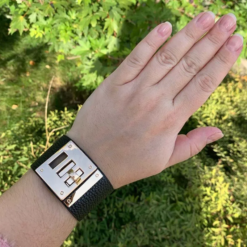 Женские и мужские кожаные браслеты D & широкие круглые серебристого цвета в