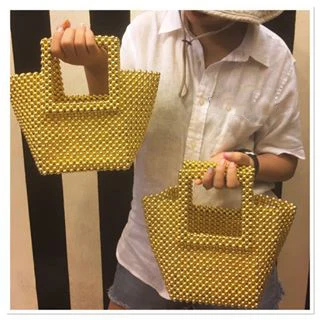 Yellow Корейская модная пляжная сумка, розовые сумки-Хобо, женские сумки-клатчи из бисера - Цвет: Yellow