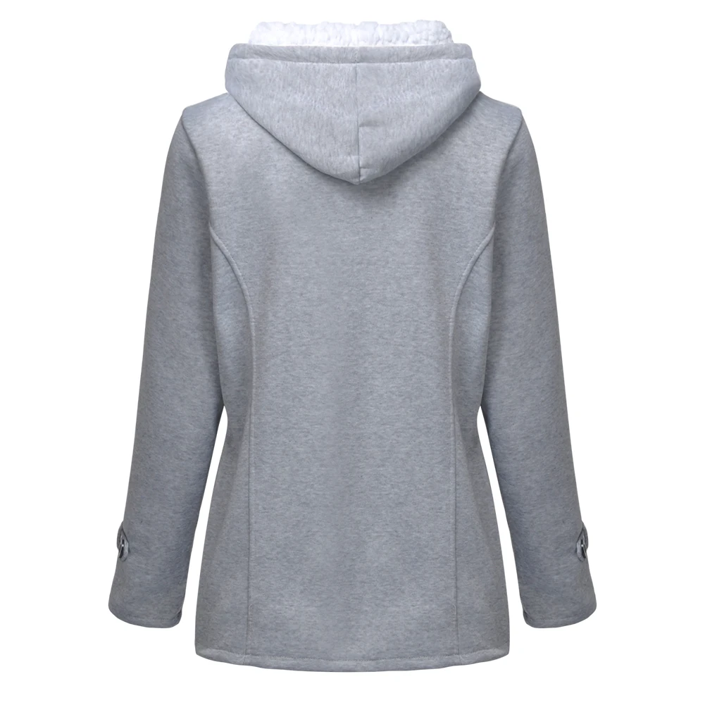

2019 New Autumn Witner Women Overcoat Hooded Coat Zipper Horn Button Outwear Female Jacket Casaco Feminino Causal Coat