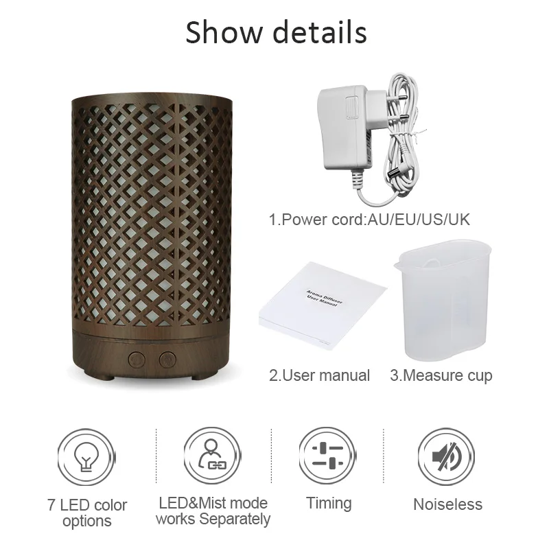 

100ML Bamboo Air Humidifier Essential Oil Diffuser Aroma Lamp Aromatherapy Electric Aroma Diffuser Mist Maker
