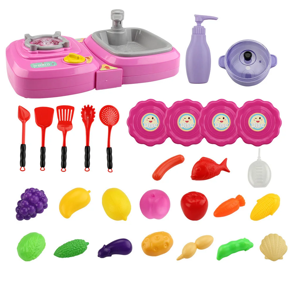 

Children'S Toys Kitchen Simulation With Light Ringtone Foggy Kitchenware Cooking Food Pretend Playing Cooking Toys For Kids