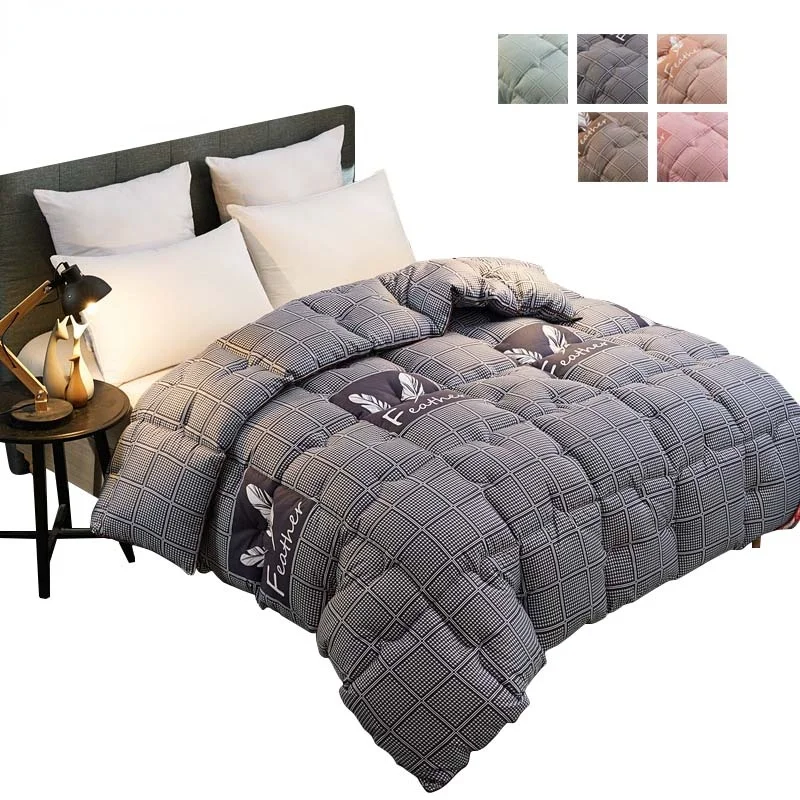 

Promotion High Grade Warm Duvet Winter Down Velvet Quilt Thickened Comforter King Queen Twin Size Print Quilts Comforters