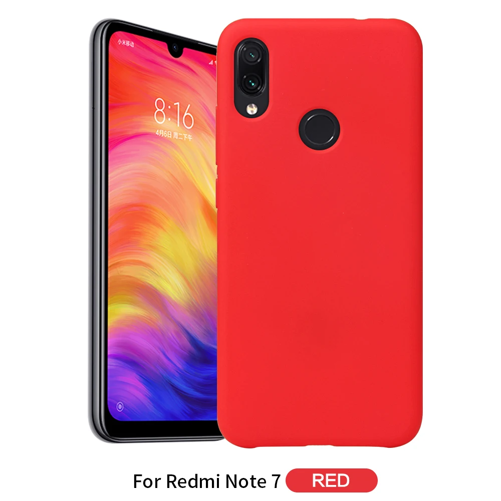 Красный Чехол для телефона Redmi Note 7, чехол для Xiaomi Redmi Note 7, однотонный силиконовый чехол для Redmi Note 6, 7 Pro, чехол для Xiaomi - Цвет: Красный