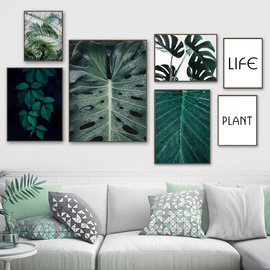 

Palm Monstera Sunflower Banana Leaf Quote Wall Art Canvas Painting Nordic Posters And Prints Wall Pictures For Living Room Deco
