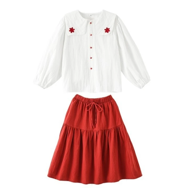 

TZ Boutique 2021 Spring and Autumn Children's Clothing New Girl Suit Korean Fashion Lapel Shirt Skirt Student Skirt