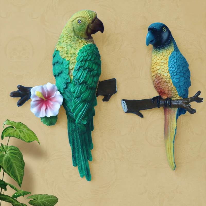 Искусственный трехмерный попугай украшение для стен Европейский пасторальный