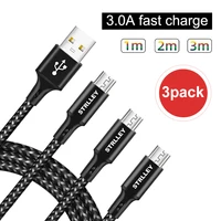 micro usb cable 2 4a fast data sync charging cable andriod microusb mobile phone cables for samsung xiaomi lg 3pack1m2m3m