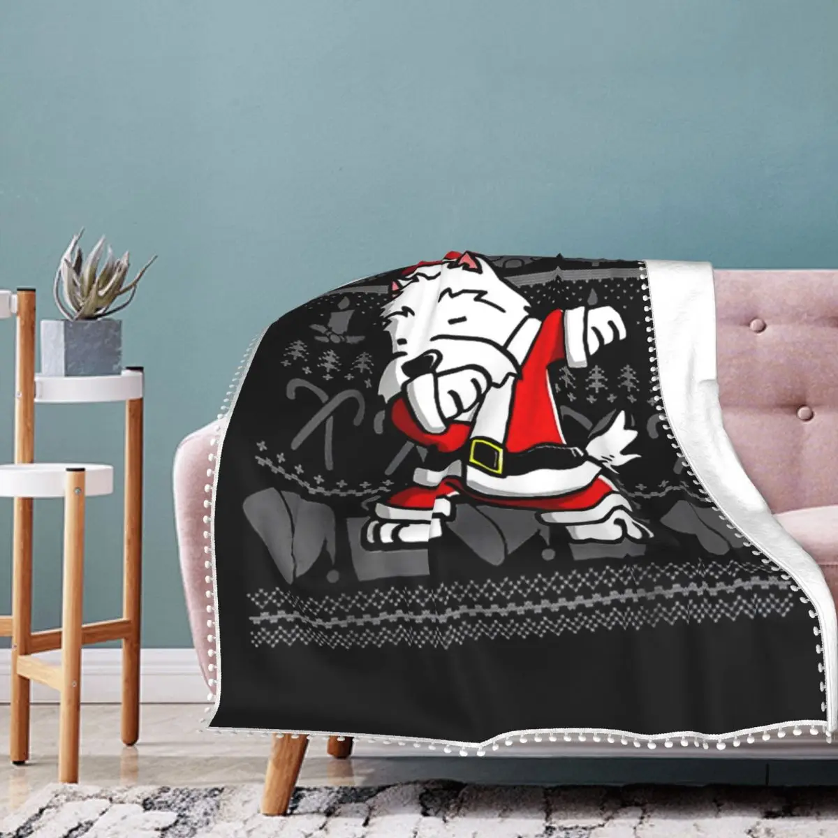 

Funny Dabbing Westie Dog Ugly Blanket Christmas Fleece Meditation Blanket Soft Cheap Big Bedspread