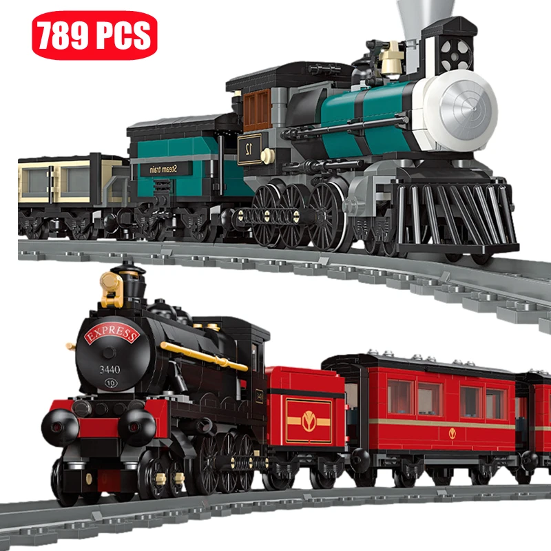 

City Classic Steam Train Station Rail Building Blocks Kit ​Creativity Technical Vehicle Bricks DIY Educational Toys For Children