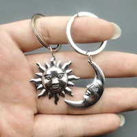 new silver color sun and moon keychain chain pair of celestial best friends gift for friend long keychain pendants men women