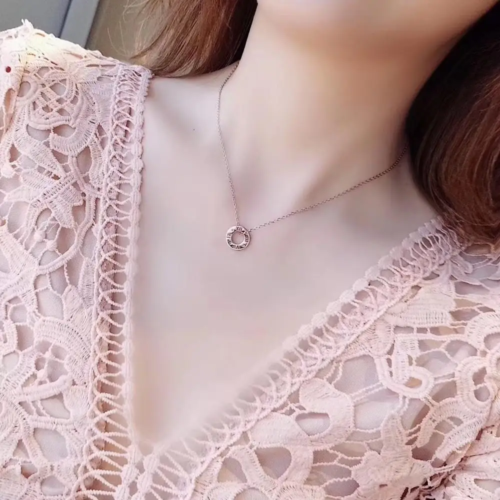 TSHOU316 письмо в романском стиле ожерелье Романтика чистый 925 серебро Цепочка
