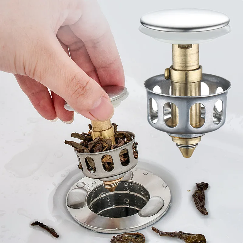 

1PCS Basin Drains Universal Metal Filter Valve Pop-up Drainer Waste Stopper for Sink Basin Bathtub Bathroom Hardware Accessories