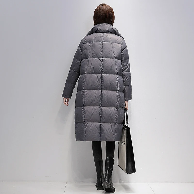 Fitaylor/Новая зимняя длинная пуховая куртка с воротником-стойкой для женщин 90% белый