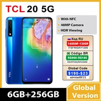 global tcl 20 5g smartphone 6128256gb nfc 6 67 inch fhd lcd snapdragon 690 48mp ai triple camera 3d design 4500mah android10
