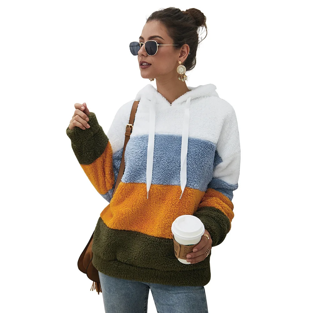 

2021 women's autumn and winter stitching wool sweater top