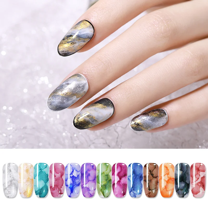 Цветной лак для ногтей NICOLE DIARY 6 мл акварельные мраморные чернила Блестящий