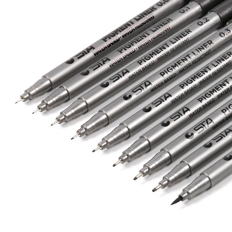 

1@#1pcs Drawing Pen Fineliner Ultra Fine Line Art Marker Black Ink 005 01 02 03 05 08 Micron Drawing Pen Office School
