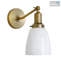 permo industrial vintage slope pole wall mount single sconce with 5 5 oval dome milk white glass shade wall sconce light lamp f