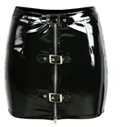 Женская сексуальная черная юбка-карандаш из ПВХ, латекса, виниловая, на молнии, с регулируемой кнопкой, блестящая Клубная одежда, облегающая мини-юбка