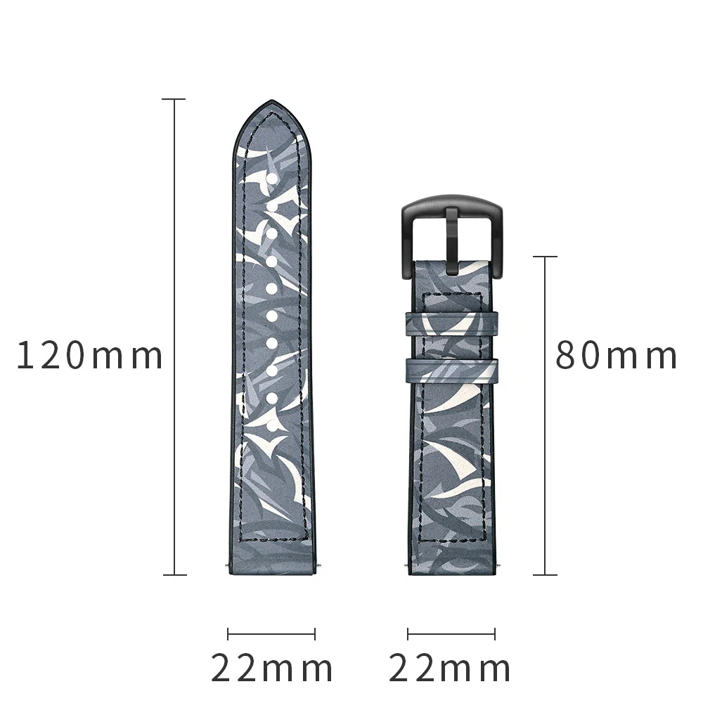 

Watch Strap For vivoactive 3 3t Vivoactive 4 Camouflage Genuine Leather Bracelet For Huawei watch GT2 46 42mm Replacement Straps