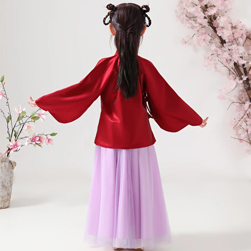 

Girls Traditional Ancient Chinese Costume Tang Dynasty Hanfu Dress Folk Dance Clothing Fairy Kids Children Stage Wear DN4930
