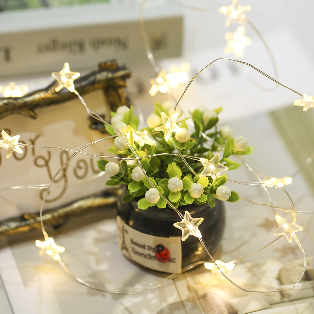 

2 Meters 20 LEDs Star Shape String Light 8 Modes Twistable Bendable Flexible Wire for Christmas Festival Home Party Decoration