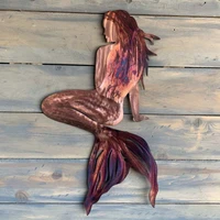 mermaid metal wrought iron crafts wall art for home garden pool beach home wall decoration