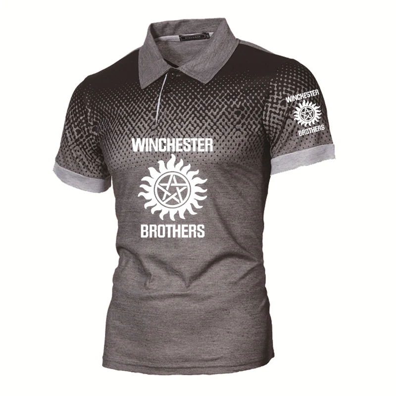 

Casual Trend Men's short sleeve Winchester Brothers Printing Gradient short sleeve High Quality Cotton Men's POLO shirt