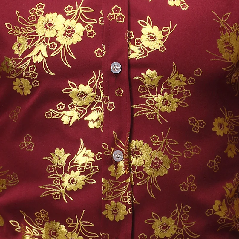 Роскошная белая мужская рубашка с золотым цветочным принтом 2019 брендовая
