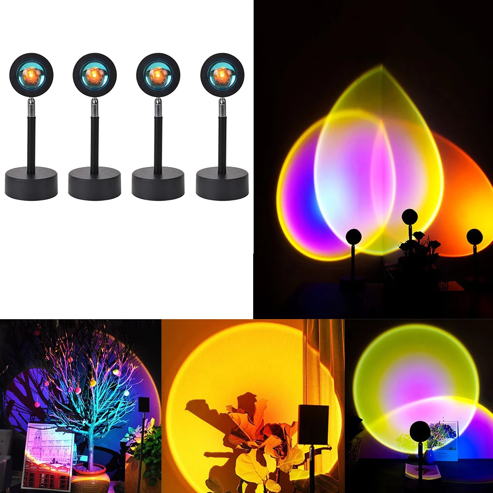 

Rainbow Sunset Projector Light USB Colorful Night Light Coffee Shop Home Background Wall Decoration Sunset Lamp for Dropshipping