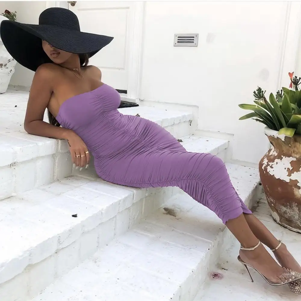 

Summer Explosions Women Sexy Strapless Wrap Hip Dresses Plus Size Bodycon Elegant Party Night Club Dress