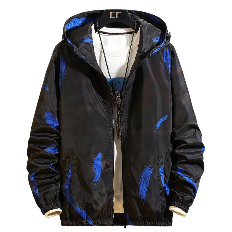 Мужская осенне Весенняя тонкая куртка 2019 Корейская камуфляжная с капюшоном