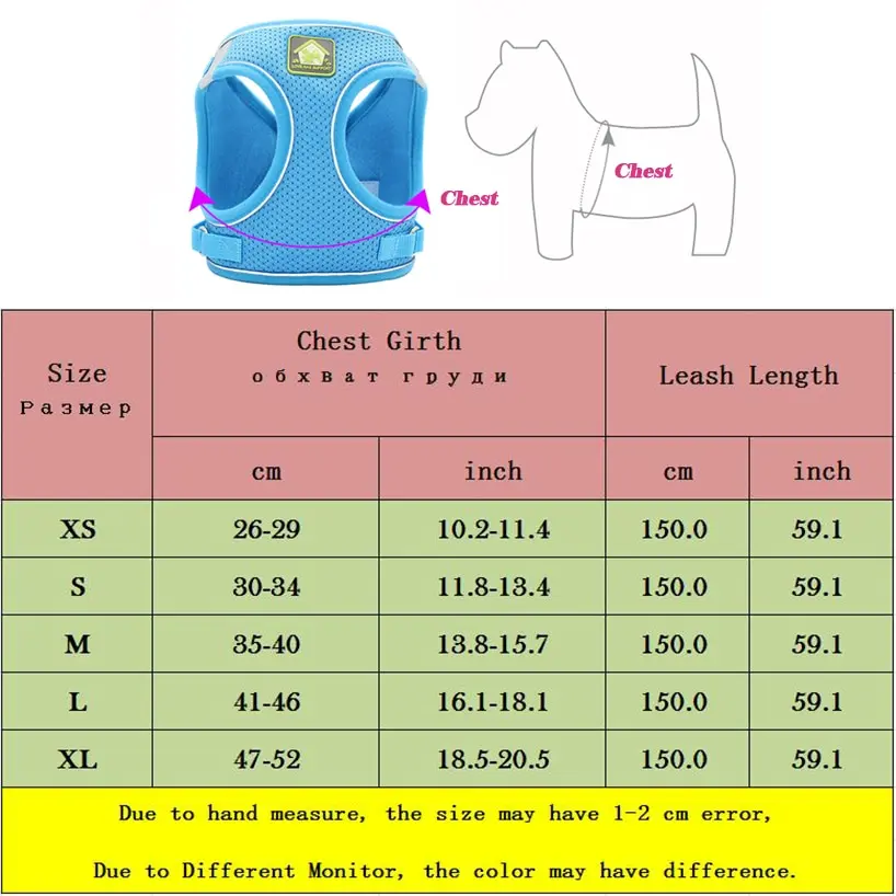 

Reflective Dog Cat Harness No Pull Mesh French Bulldog Harness Puppy Small Dogs Harnesses Vest Leash Set