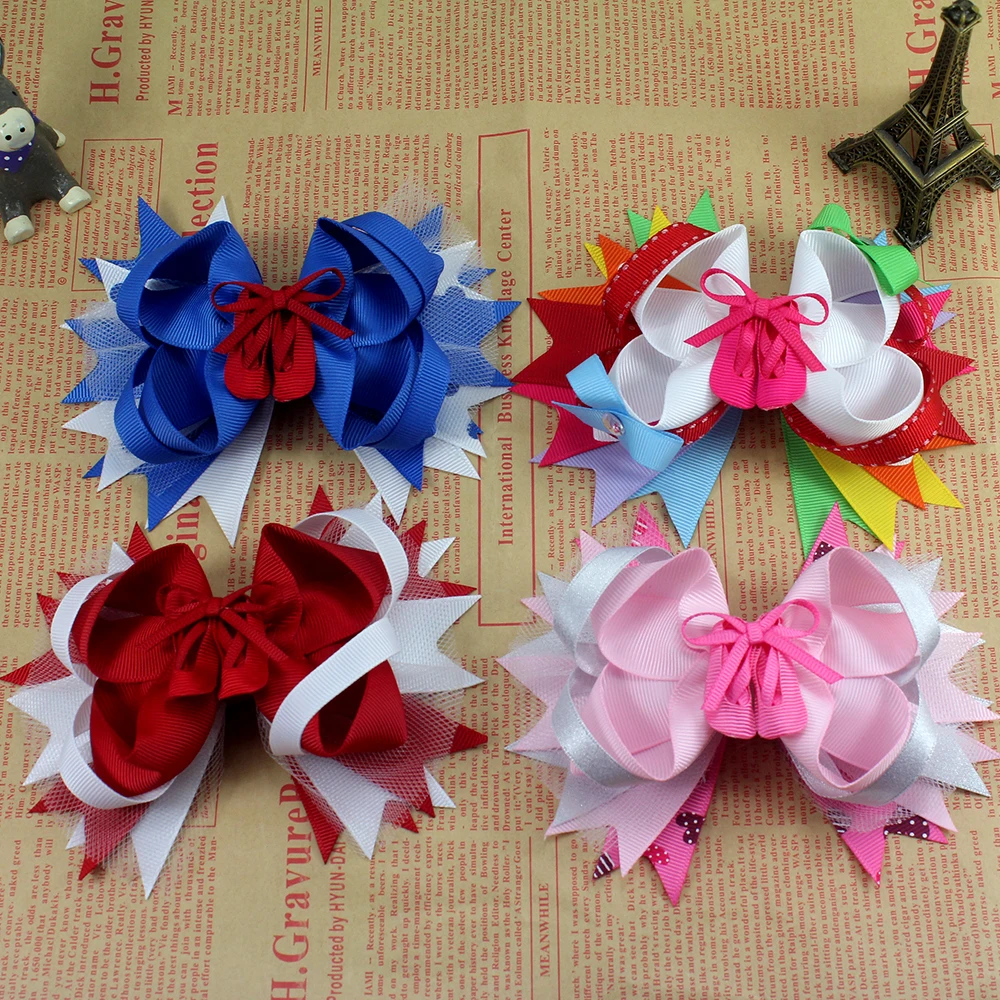 5 дюймов чистый и свежий прекрасный моделирование обуви бант слоистых лент DIY